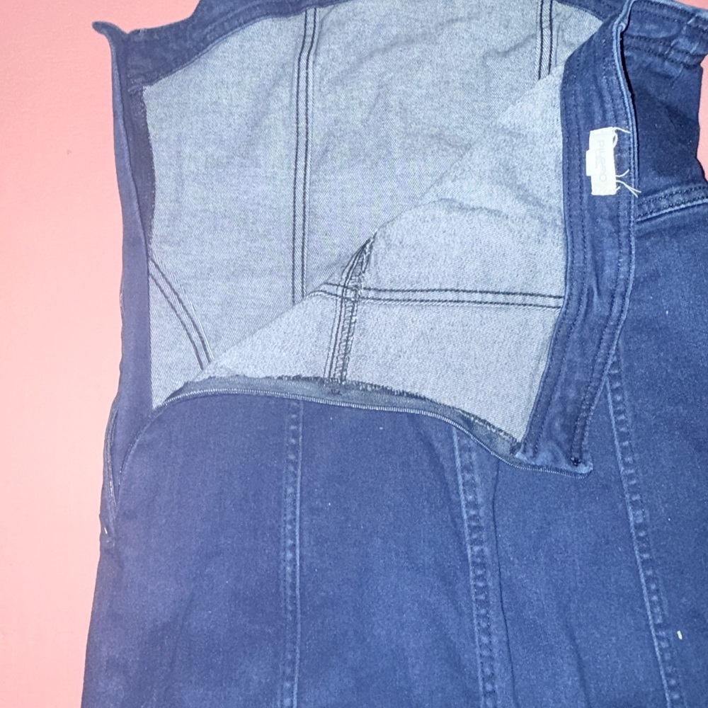 Pilcro by Anthropologie Strapless Navy Jean Dress size medium with back split - Picture 11 of 12